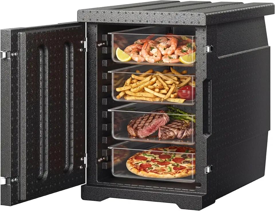 VEVOR Insulated Food Pan Carrier, 95 Qt Hot Box for Catering, LLDPE Food Box Carrier with Double Buckles, Front Loading Food Warmer for Restaurant, Canteen, etc.