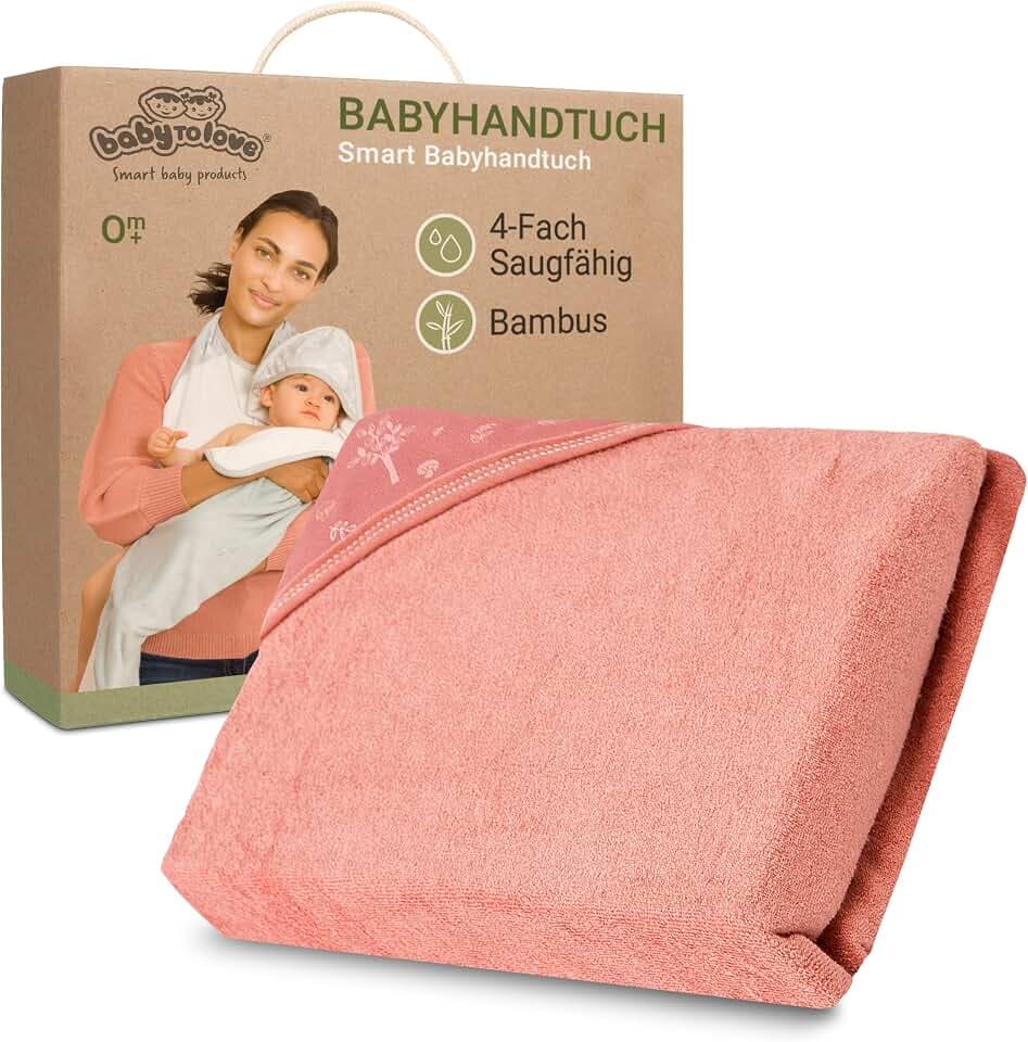 BabyToLove Extra großes Smart-Baby-Handtuch, Eltern bleiben trocken, ultraweicher Bambus, Pink Forest