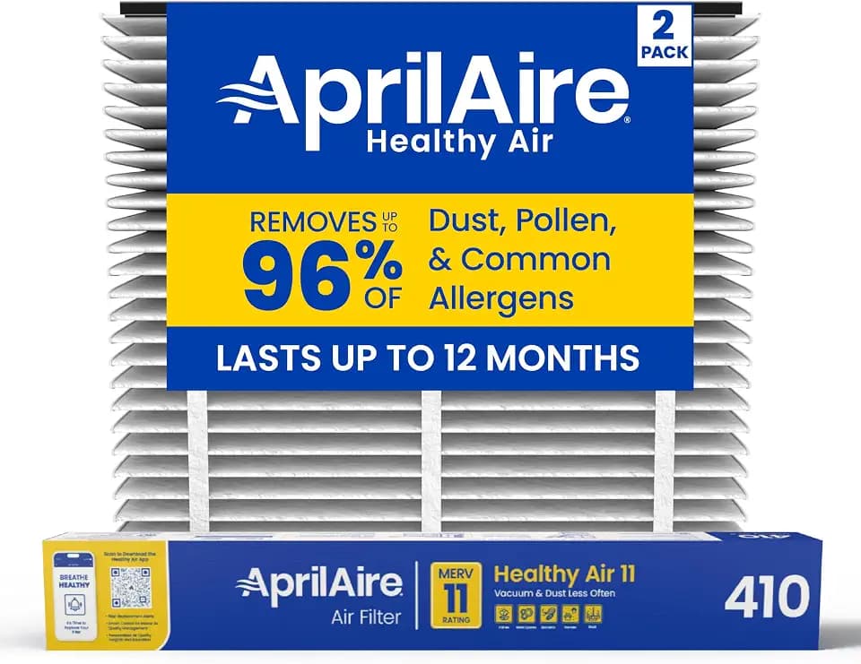 Genuine AprilAire 410 Replacement Filter for AprilAire Whole House Air Purifiers - MERV 11, Clean Air & Dust, 16x25x4 Air Filter (Pack of 2)