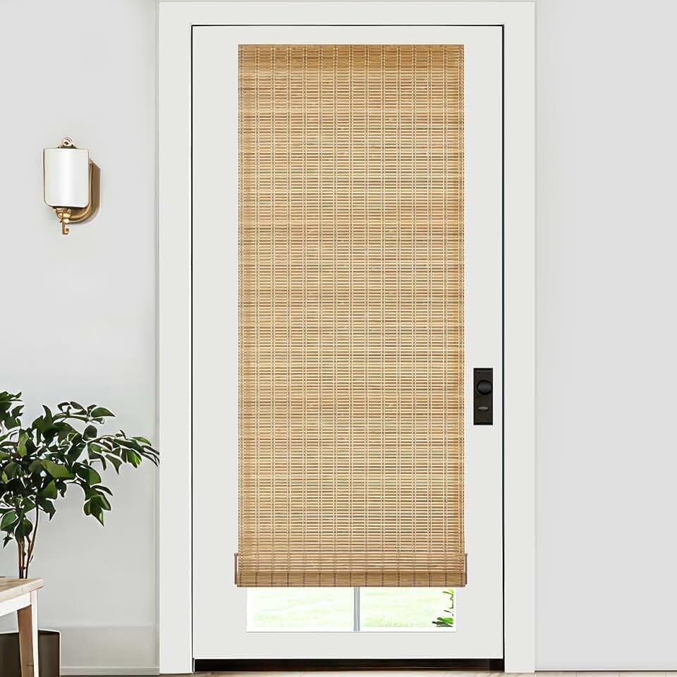 LazBlinds No Drill Bamboo Roller Shades, Brown206, 26" W x 70" H