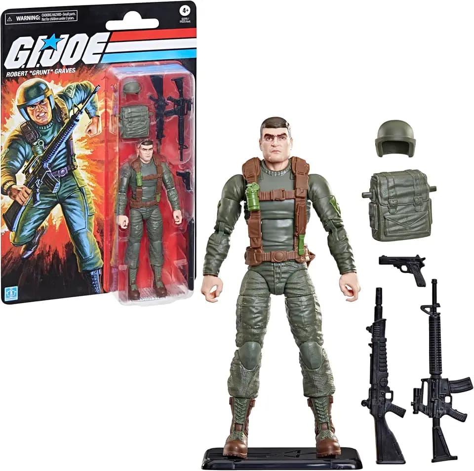 G.I. Joe Classified Series Retro Cardback Robert Grant Graves Collectible 6" Action Figure Set with 7 Accessories