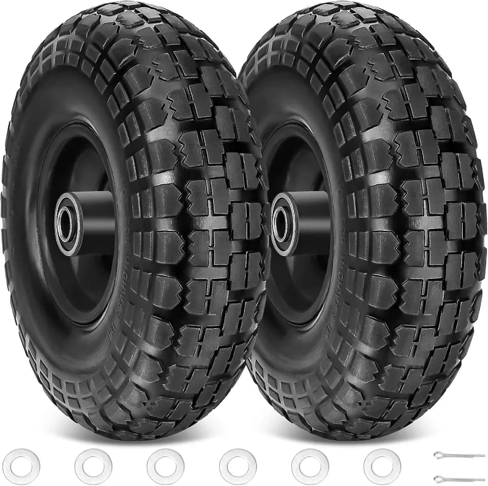 TICONN 13" Solid Tires, 4.00-6 Tire and Wheel Flat Free, 5/8" Bearings