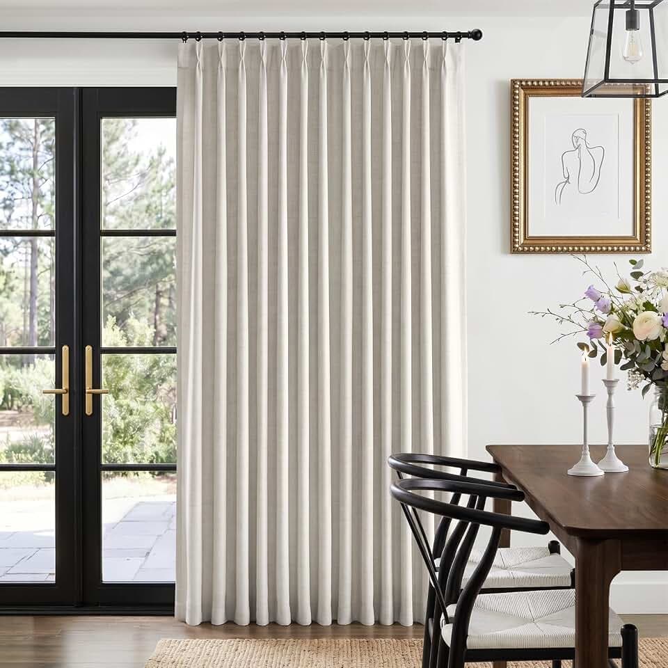 Linen Textured Pinch Pleated Curtains 90 inches long 60 Inch Wide