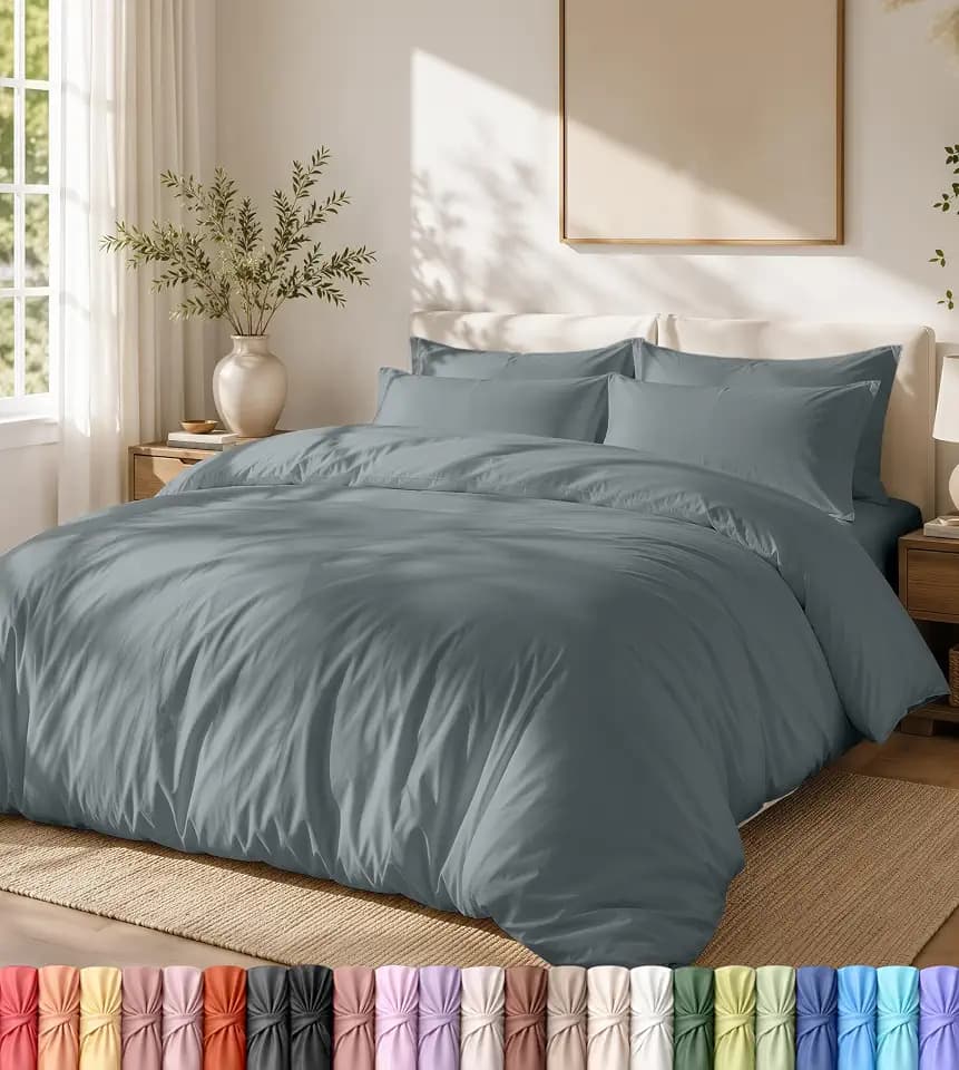 Utopia Bedding Duvet Cover Set with Pillowcases - 3 Pieces Bedding Duvet Cover with Zipper Closure - 1 Duvet Cover with 2 Pillowcases - Soft Brushed Microfiber (King, Grey)