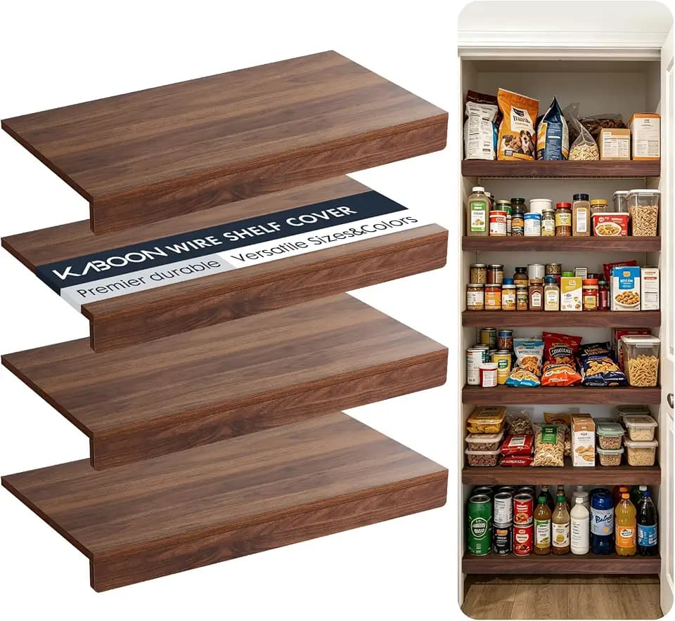 Kaboon Wire Shelf Covers, Wire Rack Covers for Pantry, Closet (4pcs, 36" W x 12" D), Dark Walnut