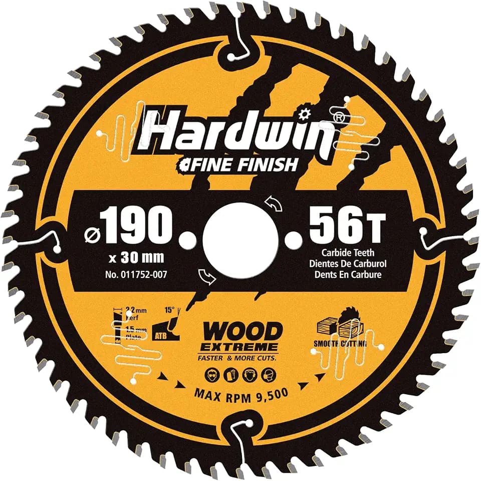 Lame de Scie Circulaire 190x30 mm, 56 Dents TCT en Carbure Tungstène