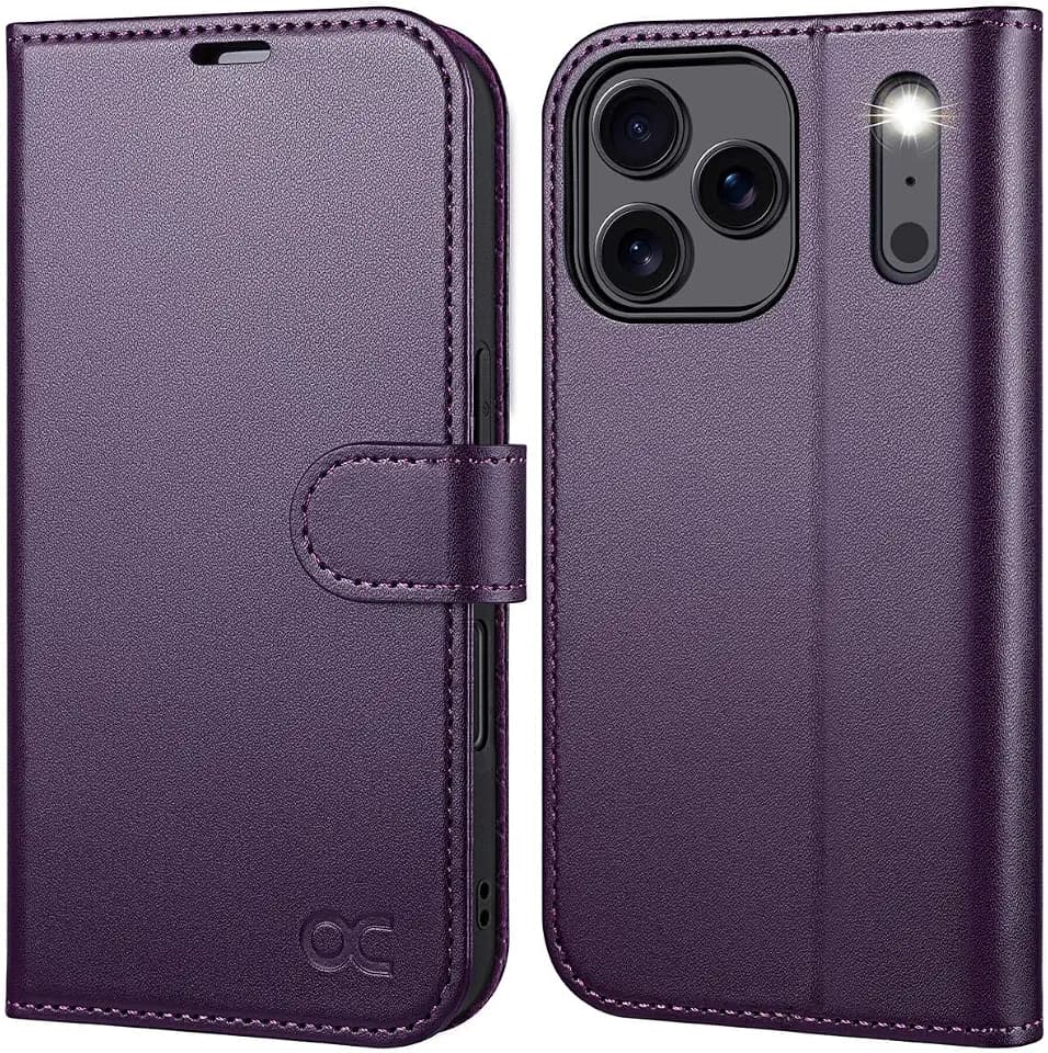 OCASE for iPhone 18 Pro/ 17 Pro Wallet Case, Card Holder, Dark Purple