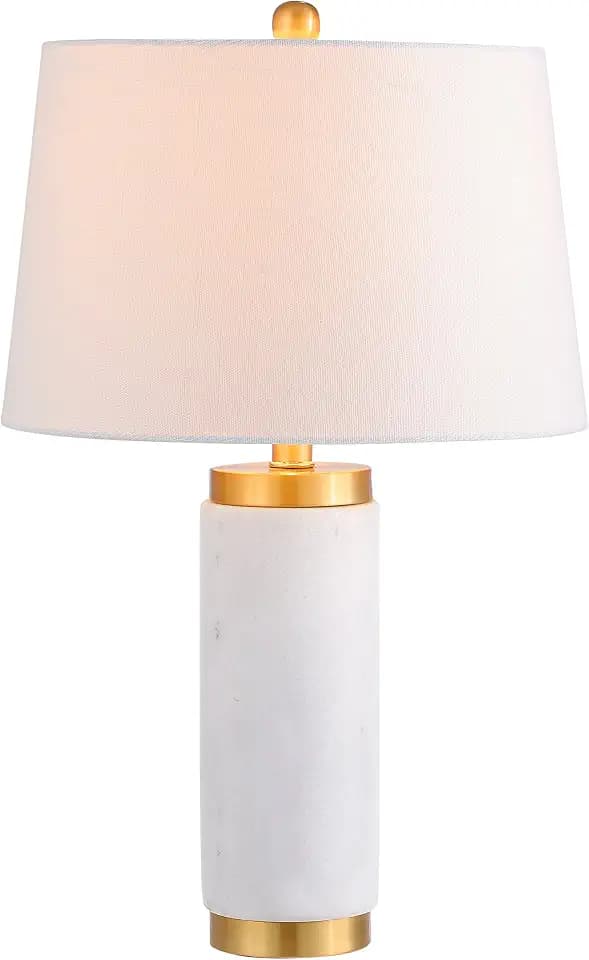 JONATHAN Y Adams 23" Marble Metal Column Table Lamp, White/Brass Gold