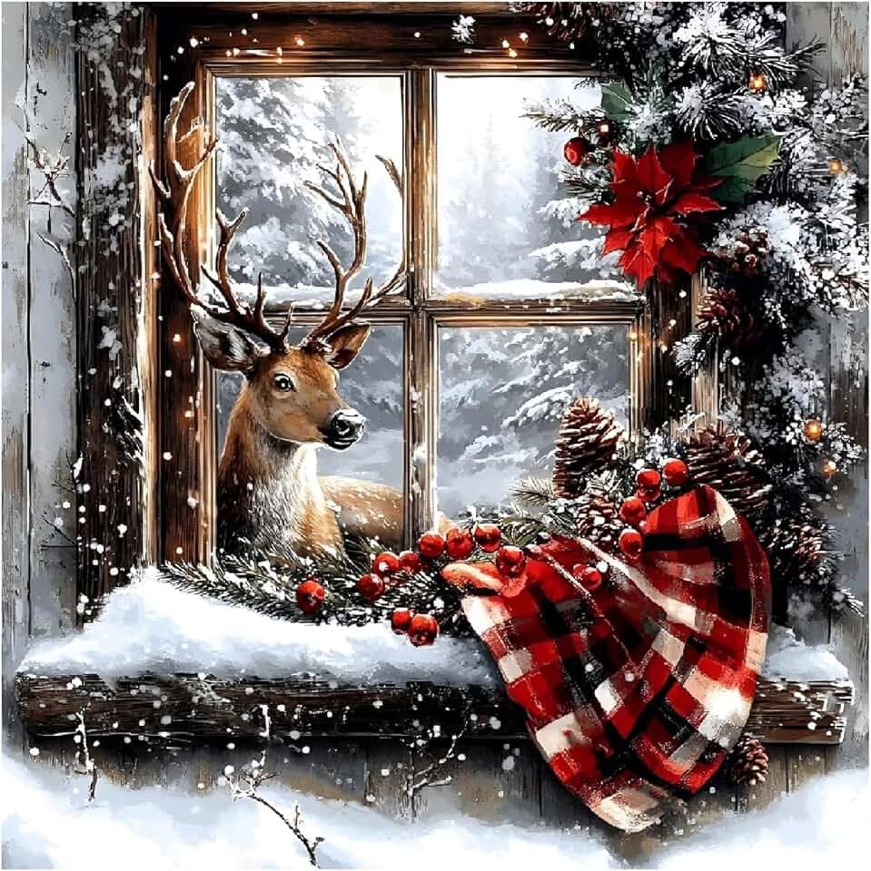 xcemhil Deer Paint by Numbers Kit for Adults, Deer Painting by Numbers, Adult Paint by Number Kits Suitable for Gifts and Interior Decor - 16x20 Inch