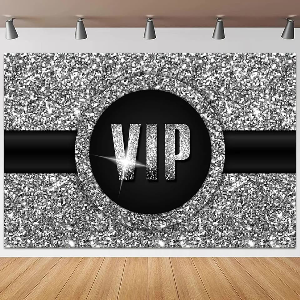 10x8ft VIP Backdrop Glitter Red Carpet Event Photography Background Black Silver Special Guest Film Show Music Party Banner Decorations Baby Shower Kids Birthday Parties Photo Booth Prop