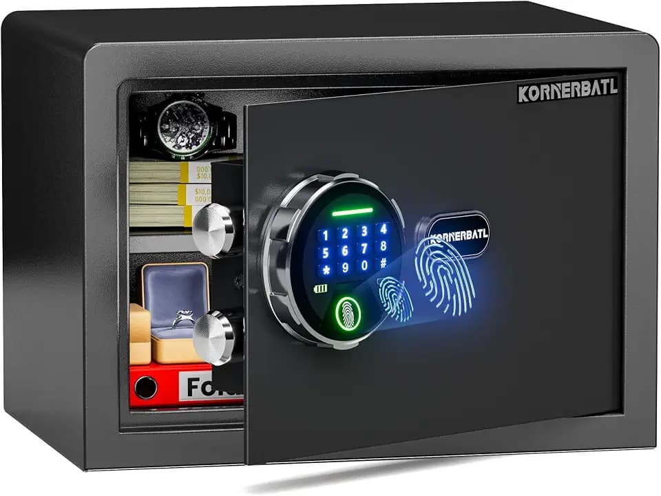 KornerBatl 20 lb Biometric Safe with Fingerprint Lock & LED Light