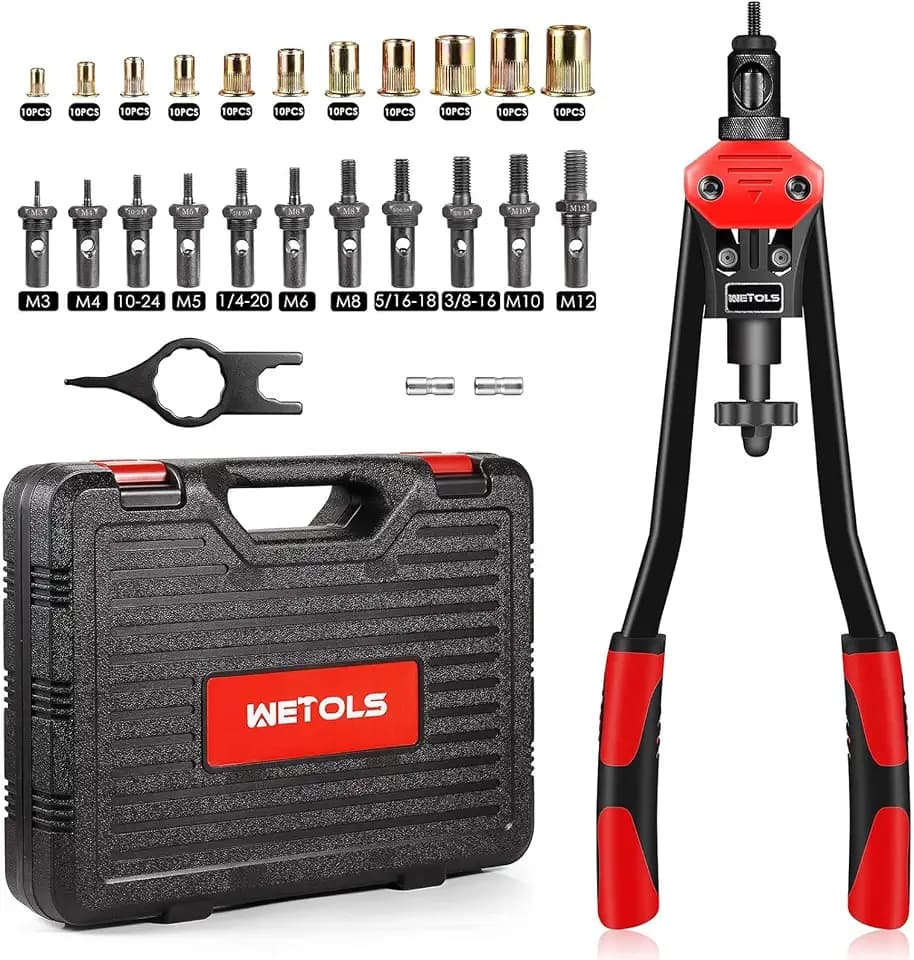 WETOLS Rivet Nut Tool Kit, 16'' Rivnut Tool with 11 Metric and SAE Mandrels