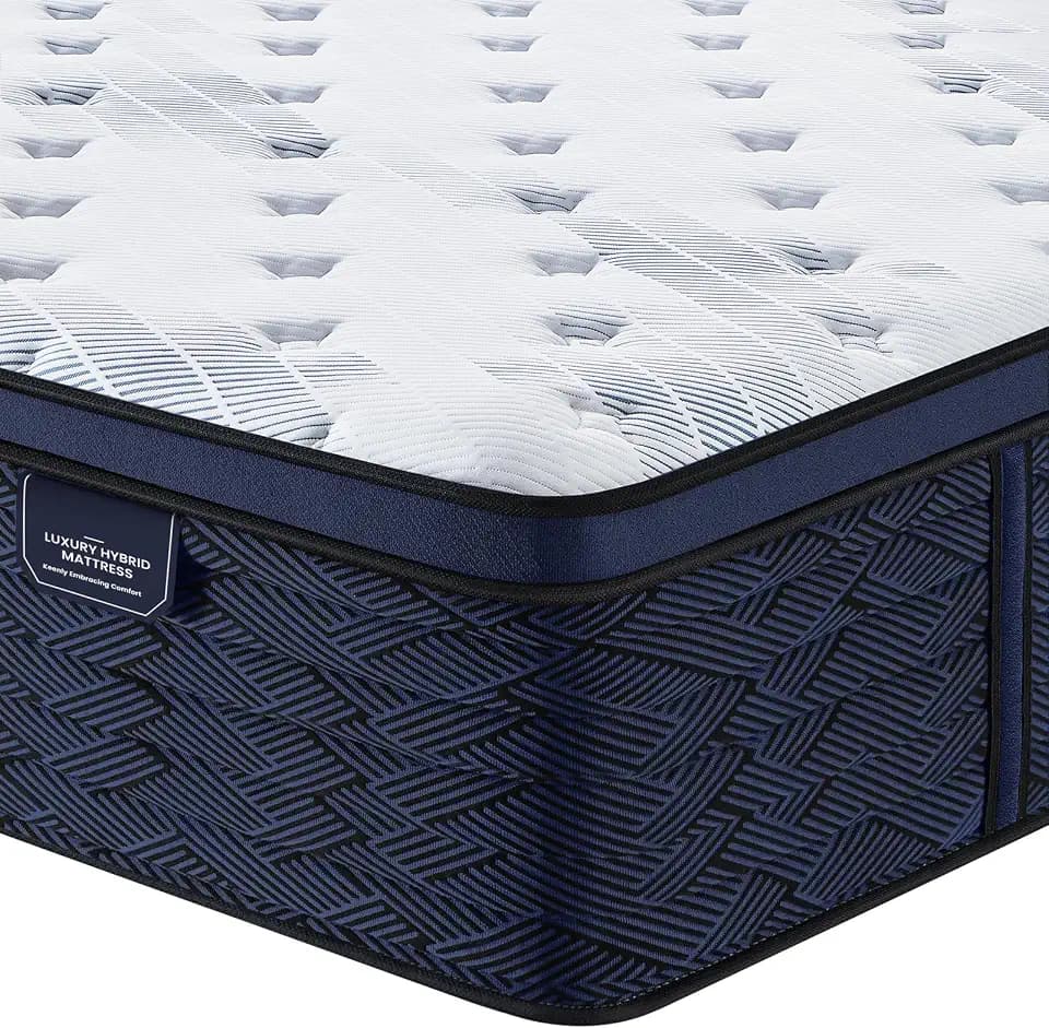 Coolvie 14 Inch Full Mattress, Luxury Euro Top Hybrid with Latex, 54x75