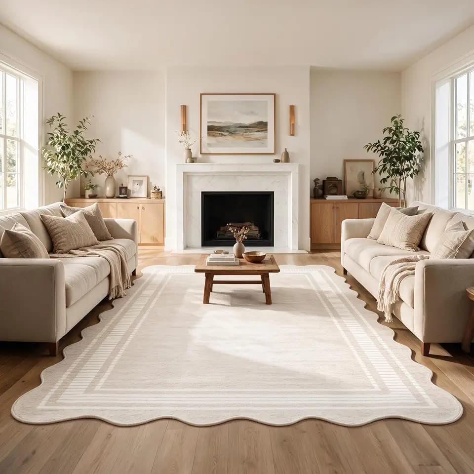 Garvee Scalloped Area Rug 8x10 Rug Non-Slip Washable Rugs for Living Room