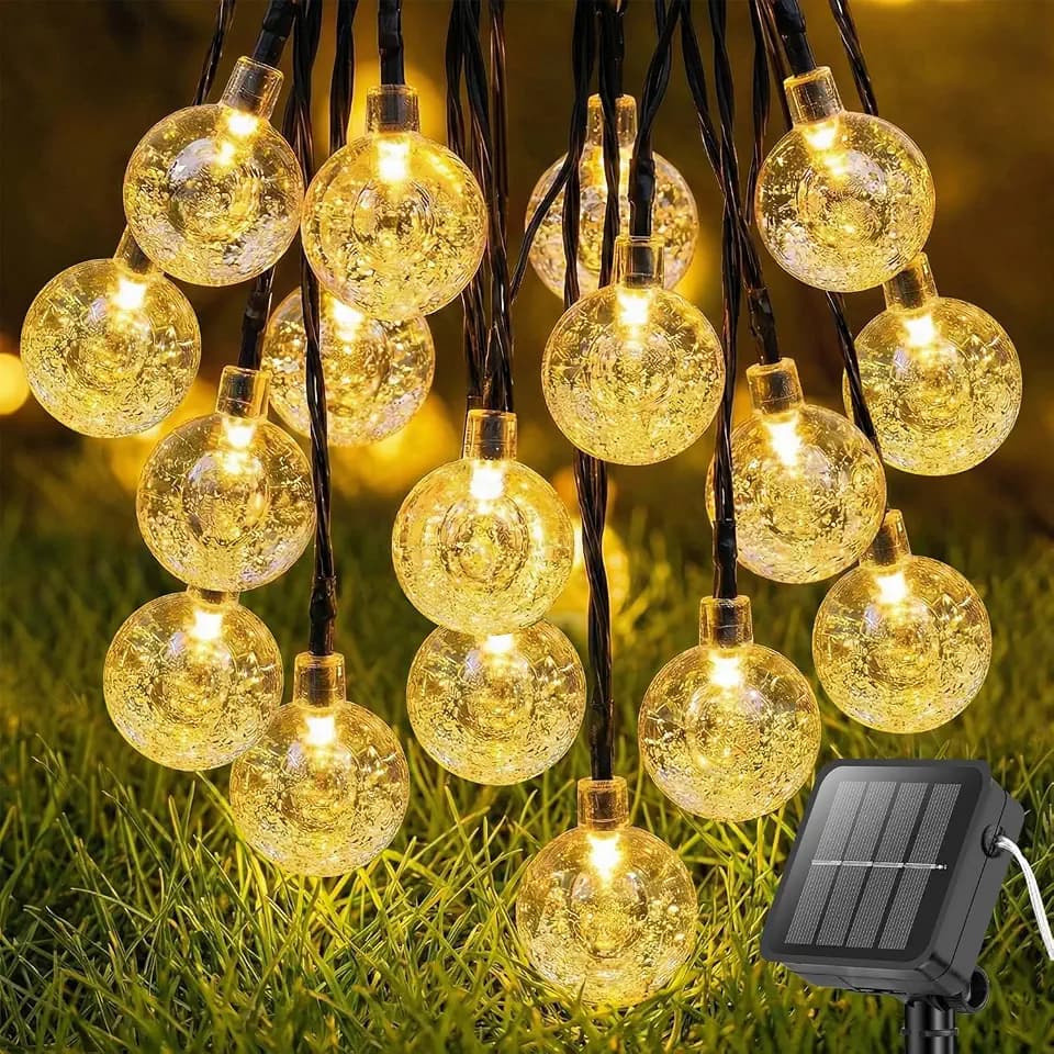 Metaku Solar Outdoor Globe String Lights for Outside 36FT 60 LED Warm White