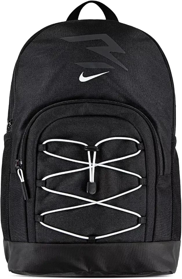 Nike 3BRAND Kids Blitz Bungee Backpack for School, Black/White