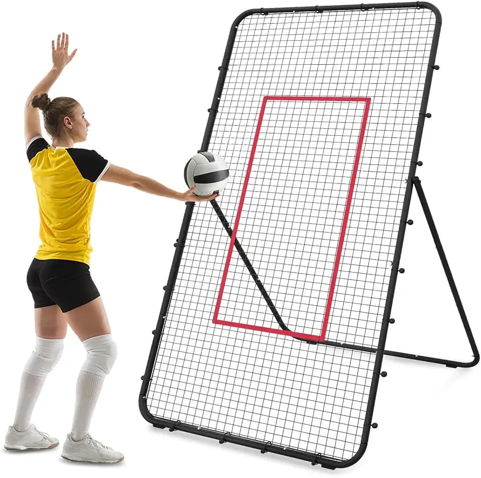 Volleyball Rebounder Netz, 2,1 x 1,2 m Volleyballnetz Verstellbares 45/60/75/85 Winkel Volleyball Trainingsgeräte für Erwachsene und Kinder Rebounder für Garten Stadion Schulen