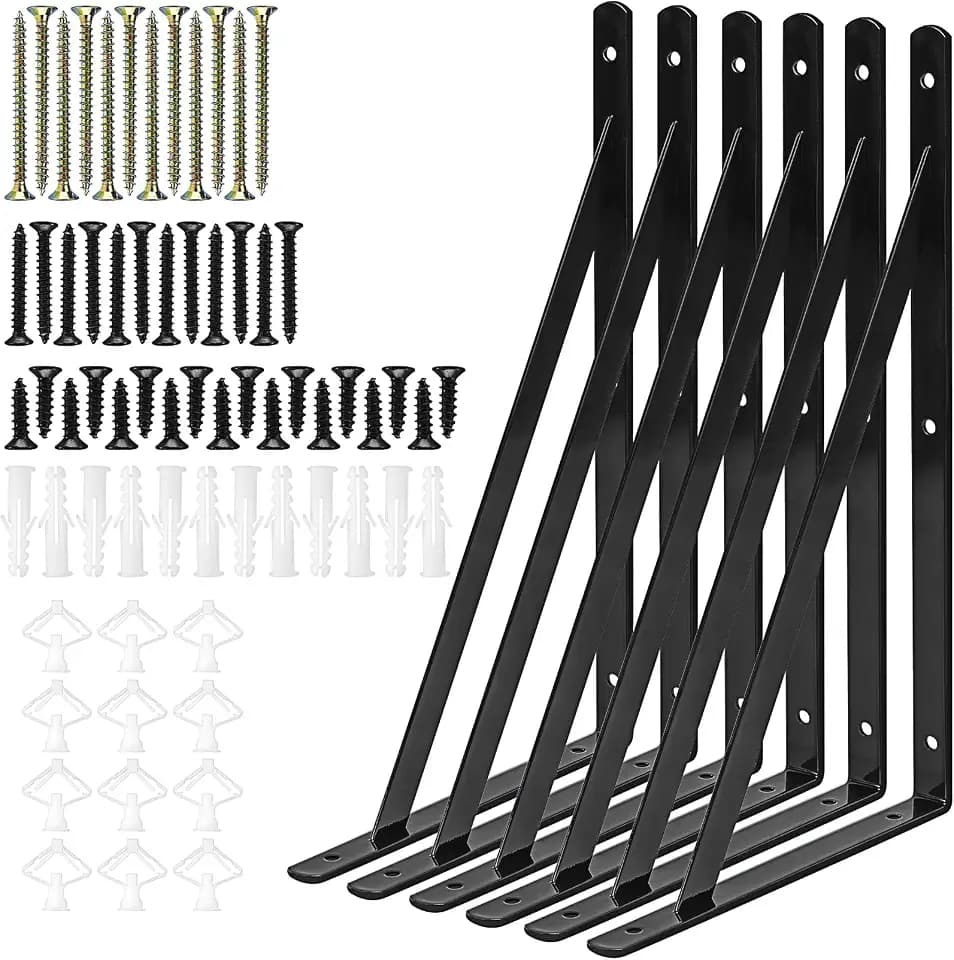 6 Stück Regalhalter Wandhalterung 30x20Cm Schwarz L-Form