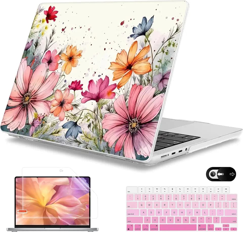 Mektron Case for 2026 M5 MacBook Pro 16 inch A3429 A3428 M4 A3403 A3186 M3 A2991 M2 A2780 M1 A2485 (2021-2025) Pro/Max with Liquid Retina XDR, Hard Shell Plastic Laptop Cover, Colorful Floral