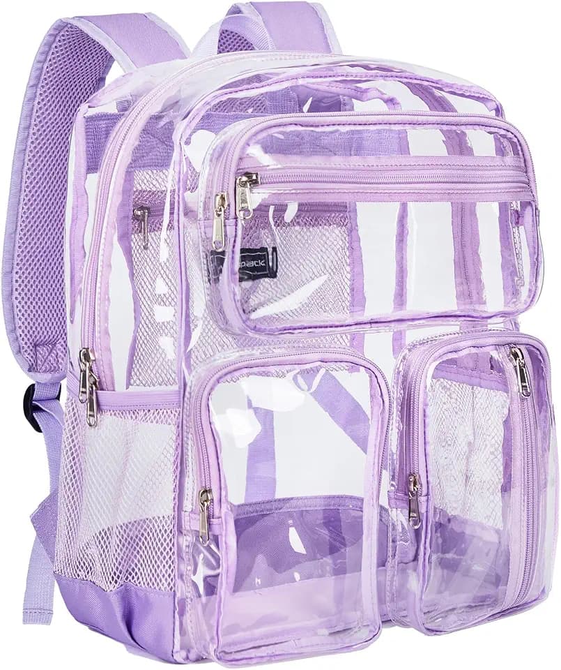 Vorspack Clear Backpack for School, Large Bookbag for Girls Boys, Purple