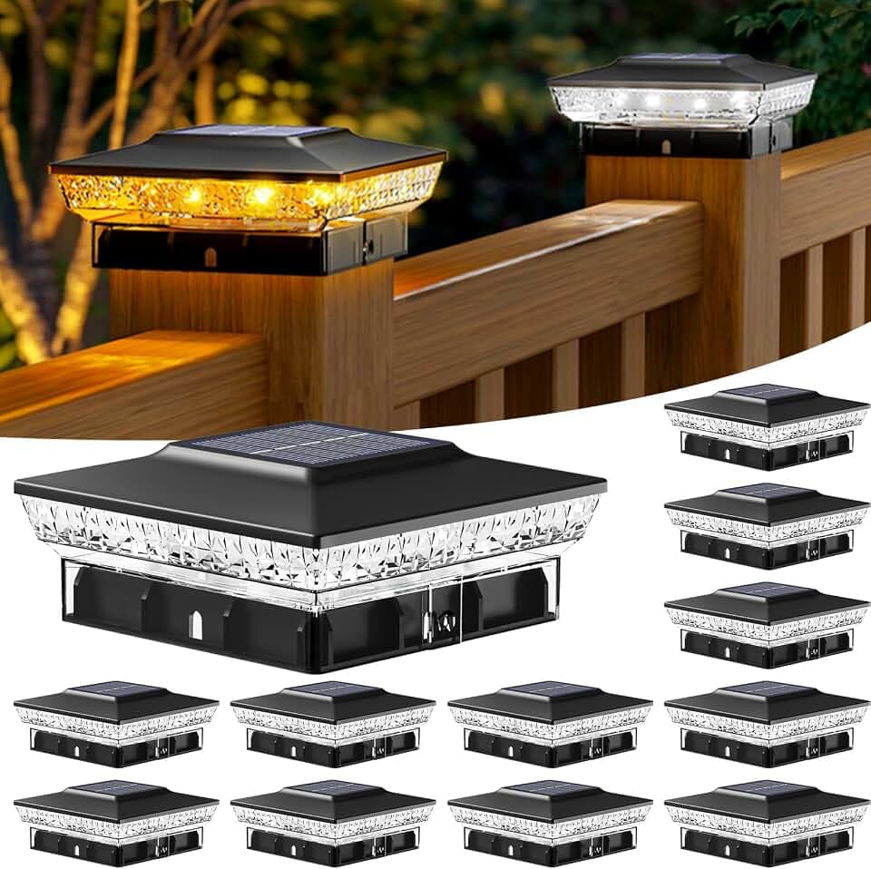btfarm Solar Post Cap Lights, 2 Colors Modes, Fit 4x4 3.5x3.5 Wooden/Vinyl