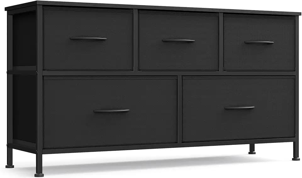 SONGMICS Dresser for Bedroom, Wide Dresser with 5 Fabric Drawers
