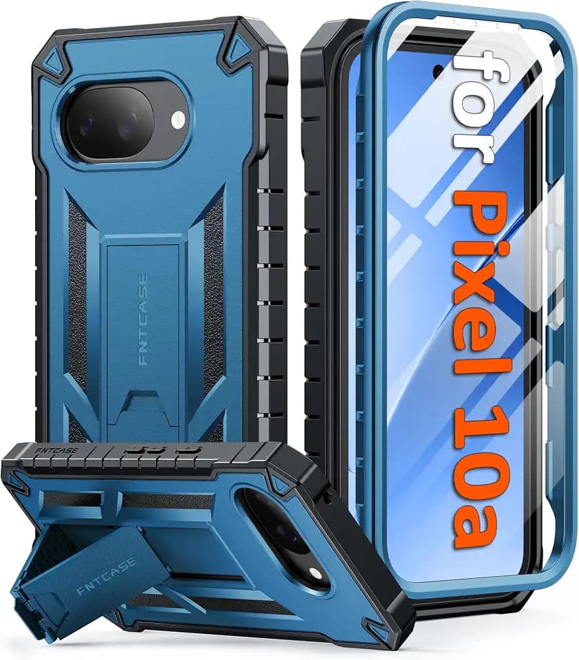 FNTCASE for Google Pixel 10a Phone Case with Built-in Screen Protector Blue