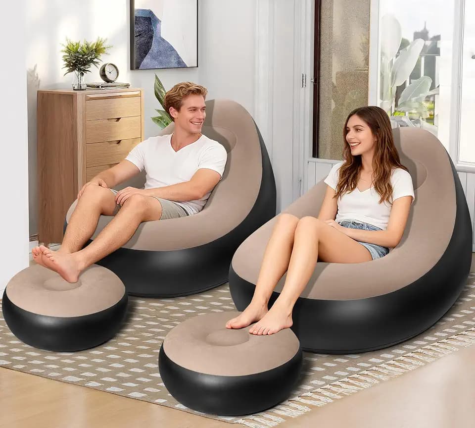 Inflatable Chair for Adults,Portable Inflatable Chairs with Ottoman