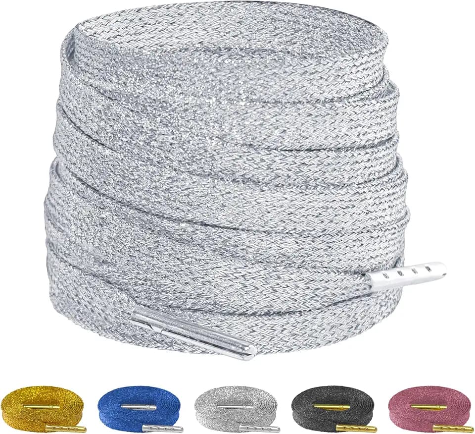 1cm Flache Farbige Glitzer Schnürsenkel Metallkopf für Sneakers