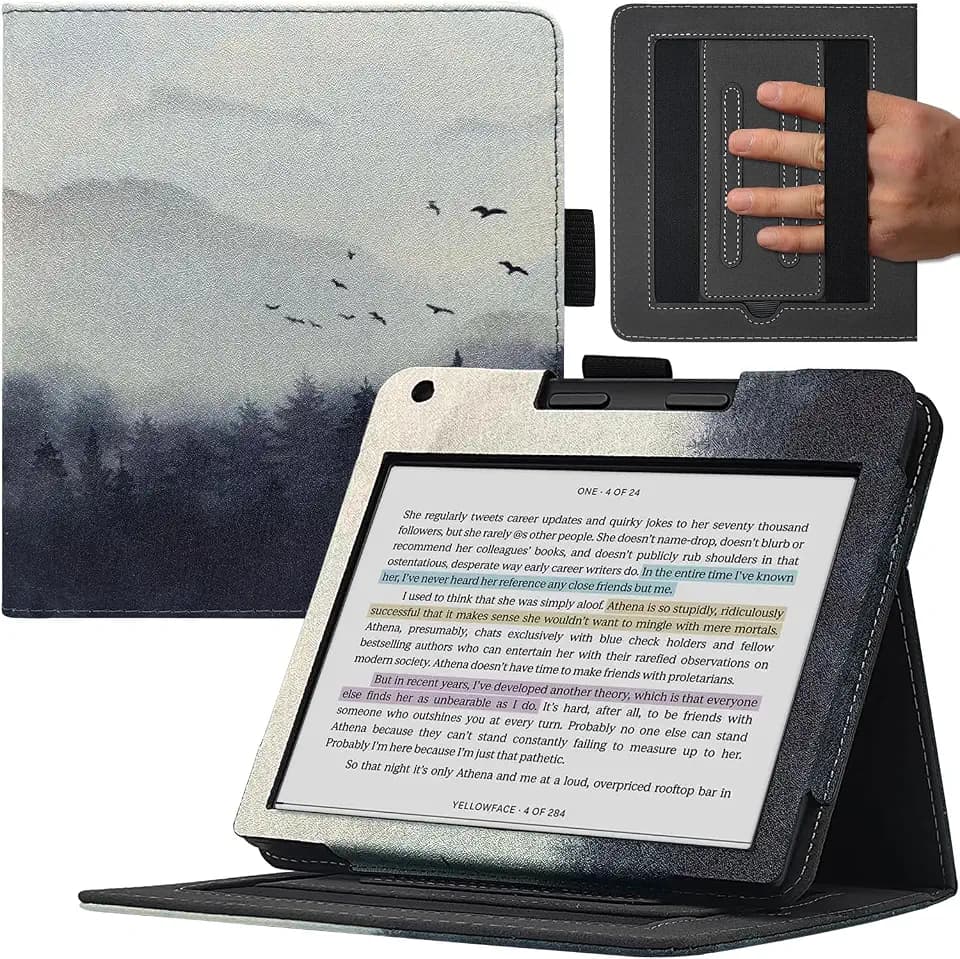 Schutzhülle mit doppeltem Ständer für Kobo Libra Colour/Libra 2/Libra H2O mit automatischer Sleep- und Wake-Funktion/Doppel-Handschlaufe/Magnetverschluss, passend für Kobo Libra E-Reader (Misty