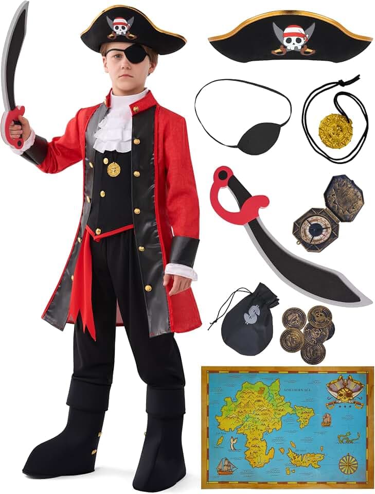 Spooktacular Creations Piratenkostüm für Kinder Jungen Halloween-Dress Up, Faschingskostüm für Weihnachten, Karneval