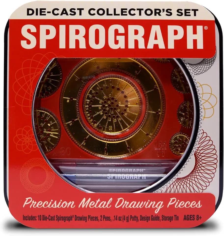 Spirograph Die-Cast Collectors Set – Special Edition, Arts and Crafts, Kids Toys, Art Supplies, Craft Supplies, Drawing Kit, Spiral Art, Metal Gear Design Kit, Pens, Design Sheet Included, Ages 8+