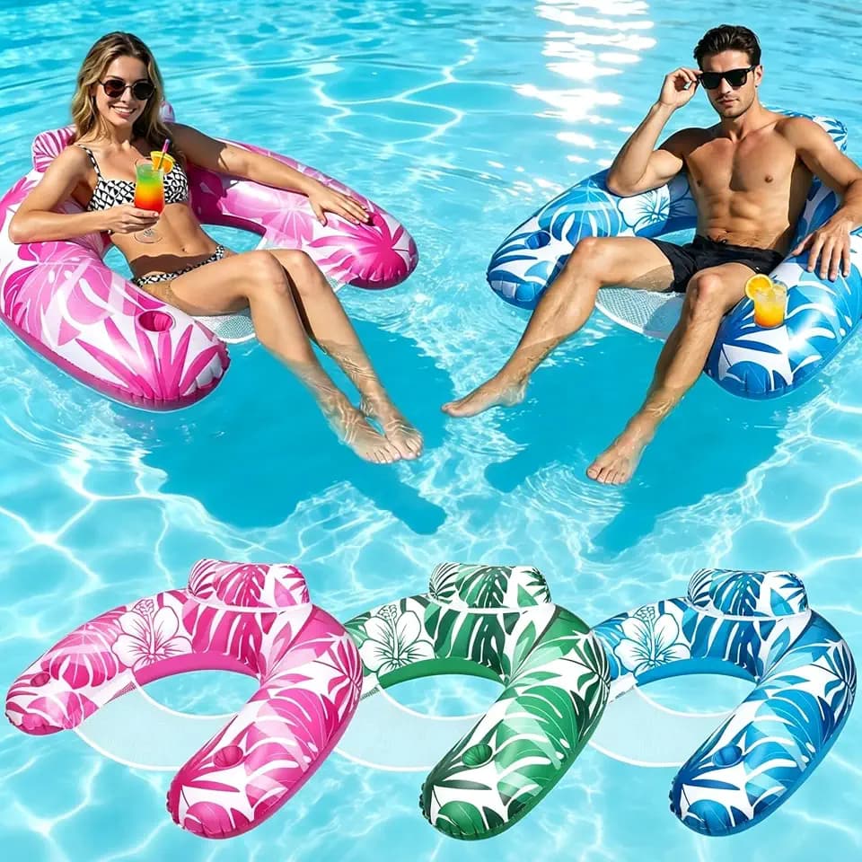 Korlon Tec Pool Floats Adult, 3Pack/2Pack/1Pack Inflatable Pool Float Chair