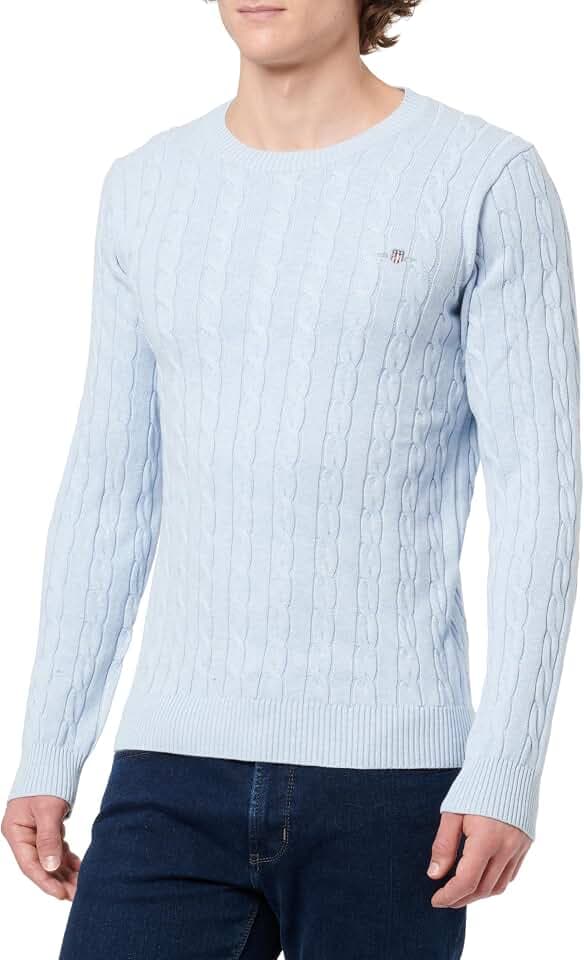 GANT Pullover Langarm Rundhals Kabelstrick beige
