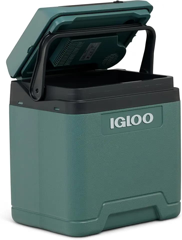 IGLOO IE27 elektrische Kühlbox, 12V und 230V, 27L - kompakter Mini-Kühlschrank für Auto, Camping, Urlaub, Boot, Festivals - leicht, tragbar, mit praktischem Kabelfach und Eco/Max Modus