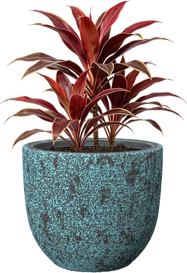 Ocean Teal Veil Large Spleckled Bowl Round Planter 17.7" Dia