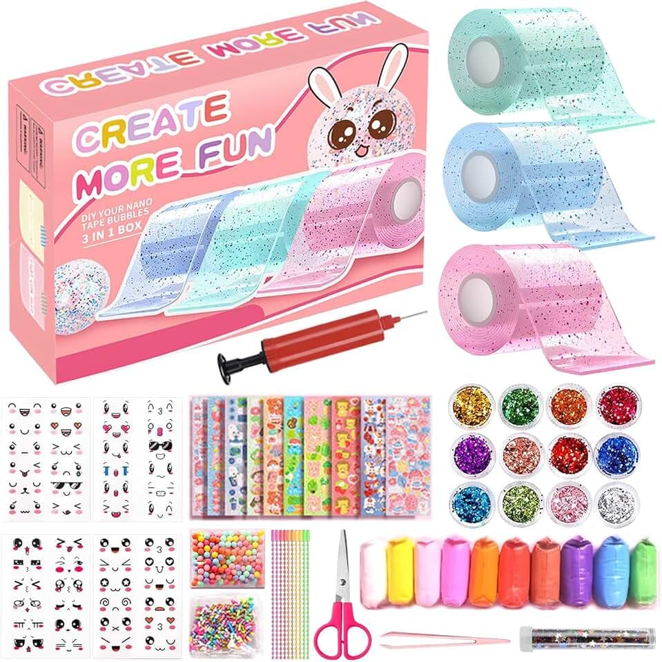 JurciCat Nano tape bubbles set Kit Für Kinder 57Pcs DIY Zum Stressabbau und zur Erholung squishy set Superelastisch nanotape Für Kinder Jungen Mädchen
