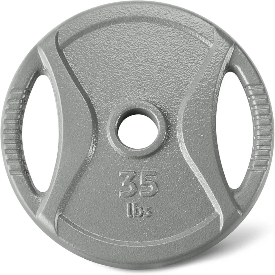 Amazon Basics 2-Inch Olympic Grip Weight Plates, Cast Iron, for Powerlifting, CrossFit & Strength Training