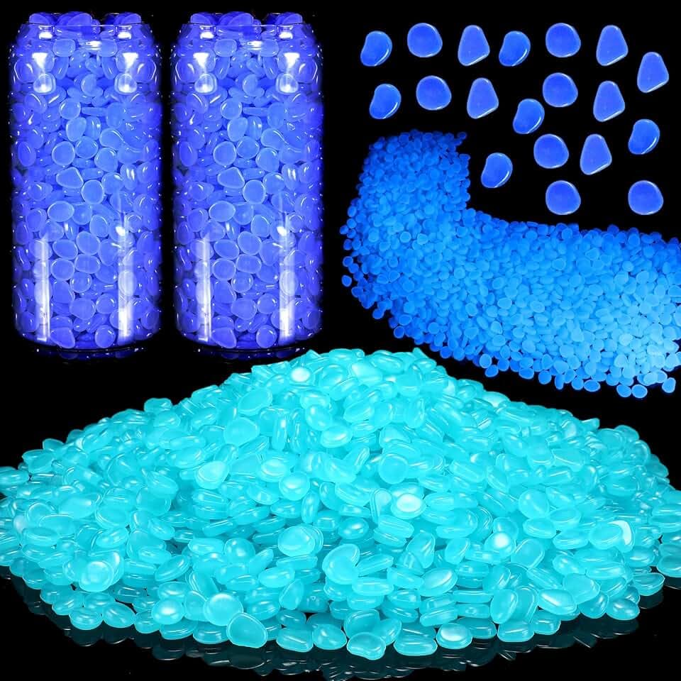 Sasylvia 12000 Pcs Glow in the Dark Pebbles Outdoor Aquarium, Dark Blue