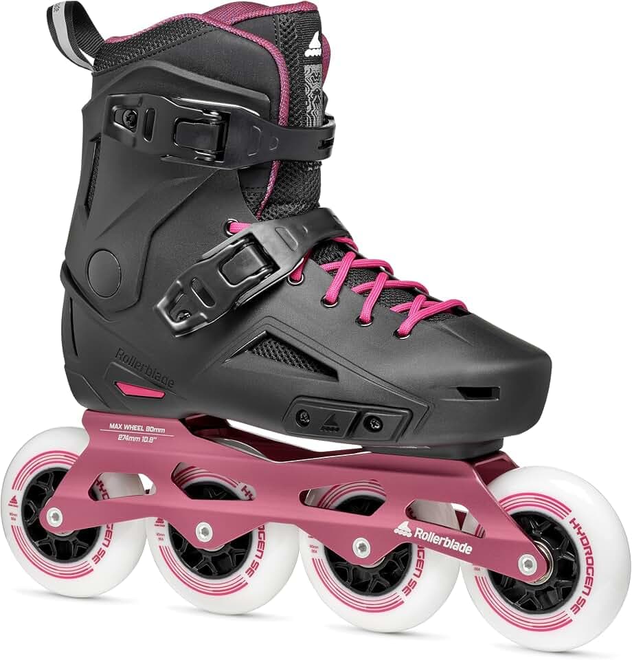 Rollerblade Lightning 90 W, Inline-Skates für Damen, Urban Inliner, Schwarz/Sangria
