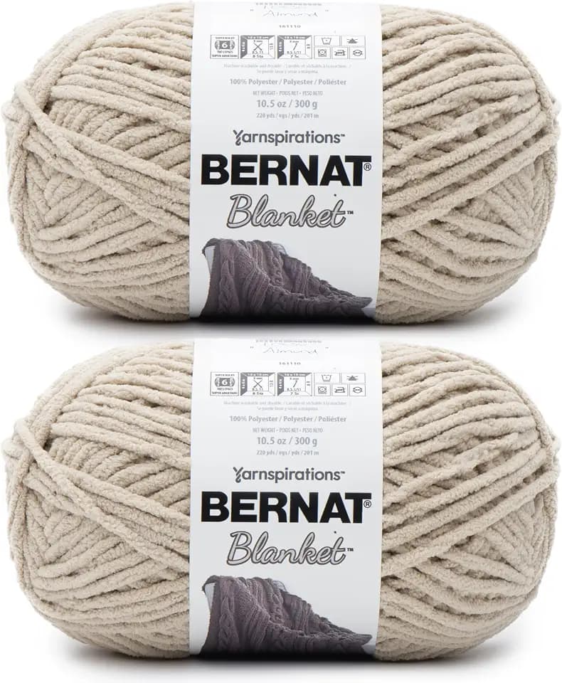 Bernat Blanket BB Mandelgarn – Packung mit 300 g – Polyester – #6 Super Bulky – 220 Meter – Stricken, Häkeln, Basteln und Amigurumi