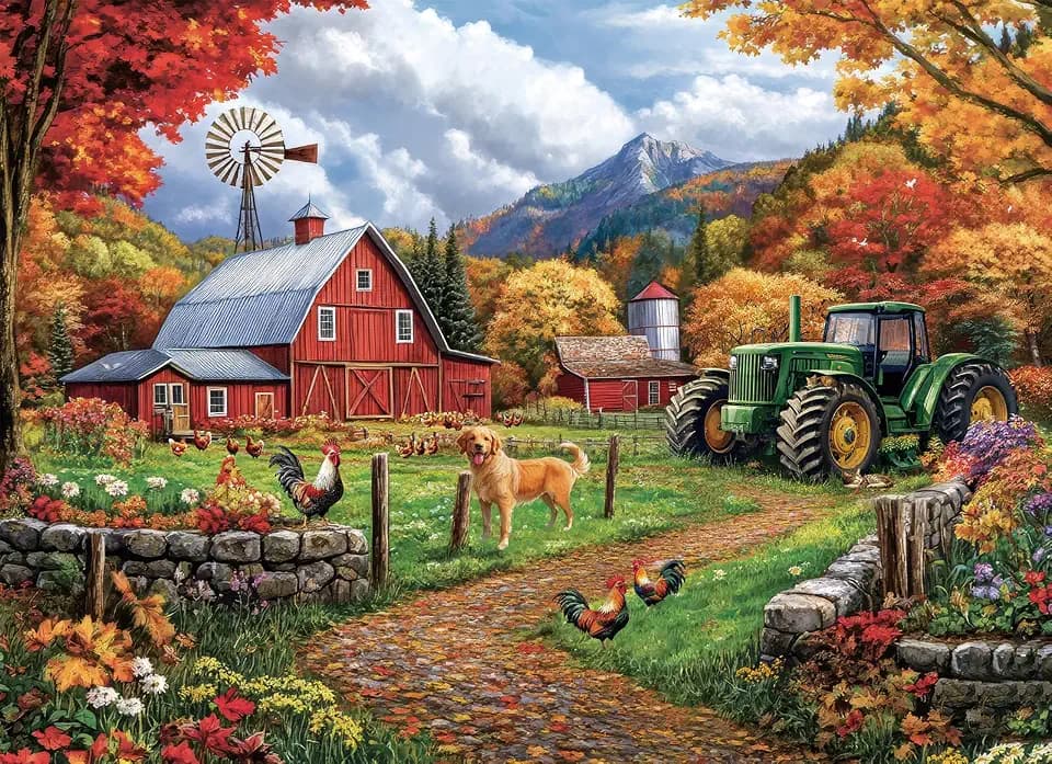 1000 Piece Jigsaw Puzzle for Adults, Autumn Farm Puzzle