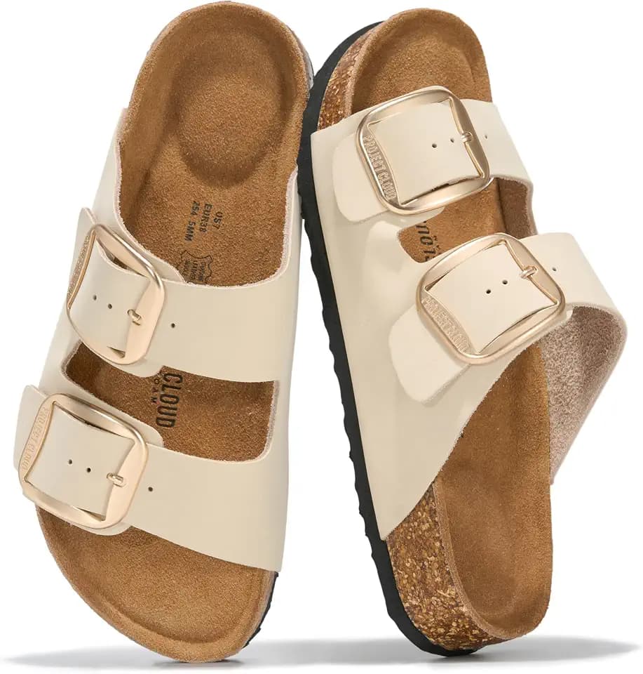 100% Genuine Leather Cork Footbed Sandals Women Slides Sandals for Women