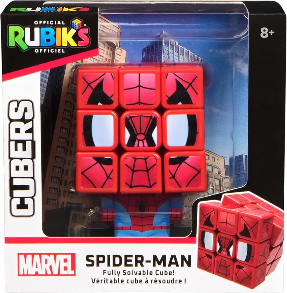 Rubik's Cube, Cubers - Spider-Man, 3x3 Marvel Zauberwürfel im Spider-Man-Design, mit coolem Zubehör: Körper, Ständer - die Superhelden-Challenge, ab 8 Jahren