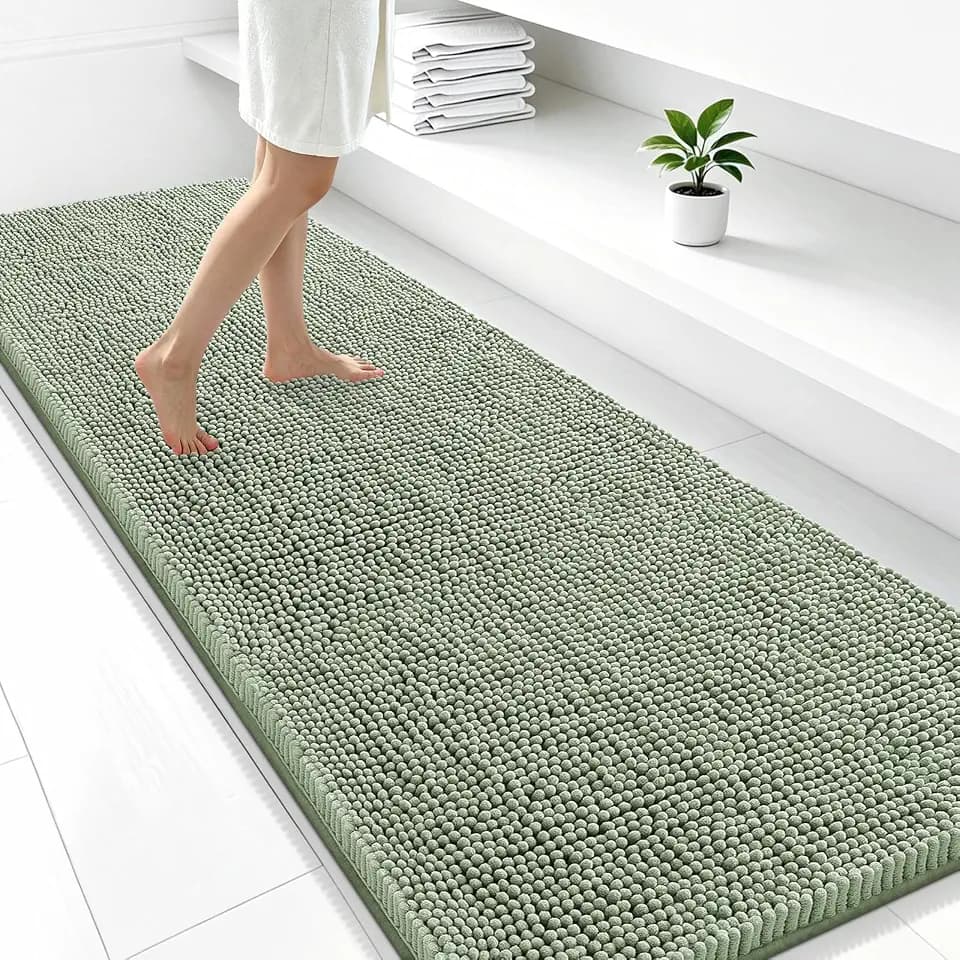 Smiry Bathroom Rugs 47X24, Luxury Chenille Extra Soft Absorbent Bath Mat