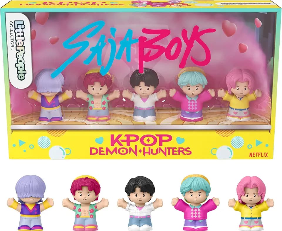 ​Little People Collector Kpop Demon Hunters: Saja Boys Special Edition Set for Movie Fans, 5 Figures in a Display Package