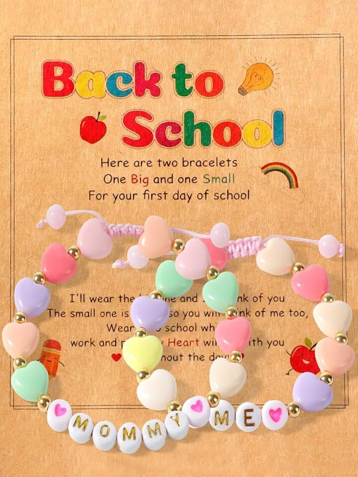 Back to School Bracelets Heart Matching Mommy and Me Bracelets Jewelry Gifts