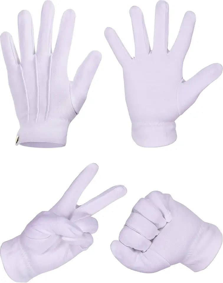 Shappy 2 Pairs White Cotton Gloves for Women Men, 23 Cm/ 9 Inches