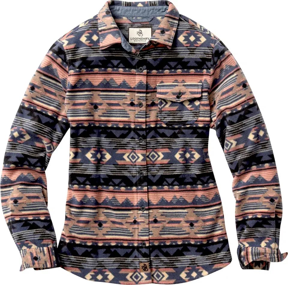 Legendary Whitetails Ladies Trail Guide Fleece Plaid Button Up Shirt