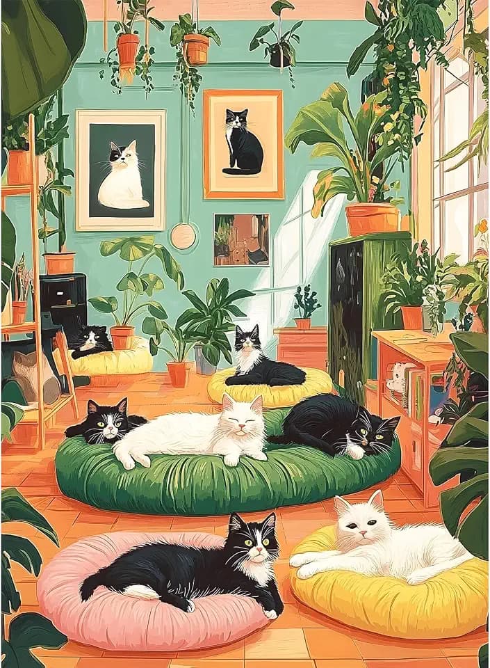 300 Pieces Puzzles for Kids, Cute Cat Jigsaw Puzzles 300 Pieces for Adults